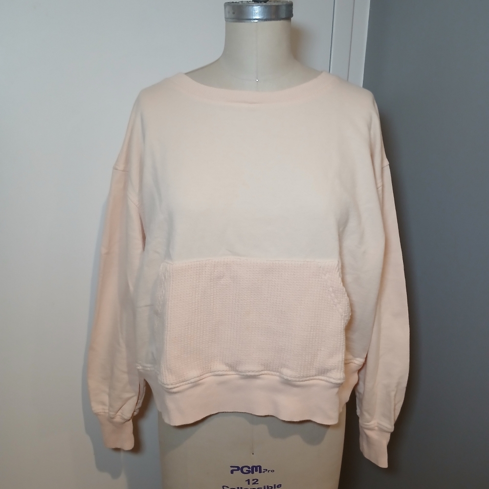 New York Laundry 90's Vintage Waffle Kangaroo Pullover Crewneck Sweatshirt L